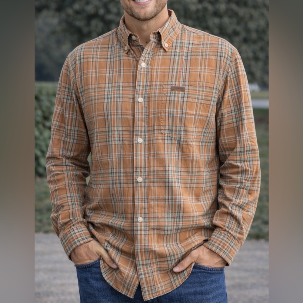 Carhartt Plaid Brown and Black Button-Down L/S Excellent Condition Men's Medium